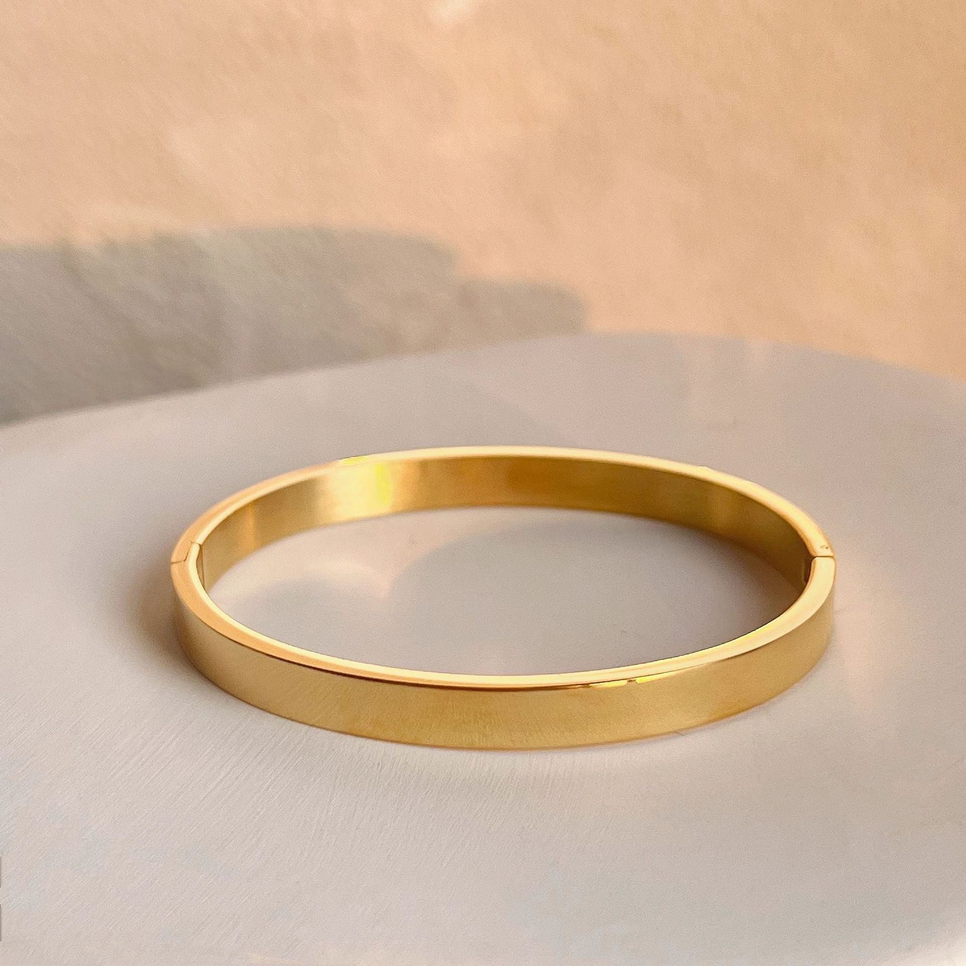 Wholesale 18k Electroplated Titanium Steel Micropaved Zircon Stacking Bracelet