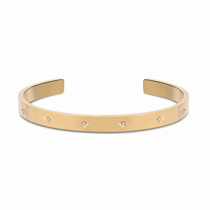 Wholesale 18k Electroplated Titanium Steel Micropaved Zircon Stacking Bracelet