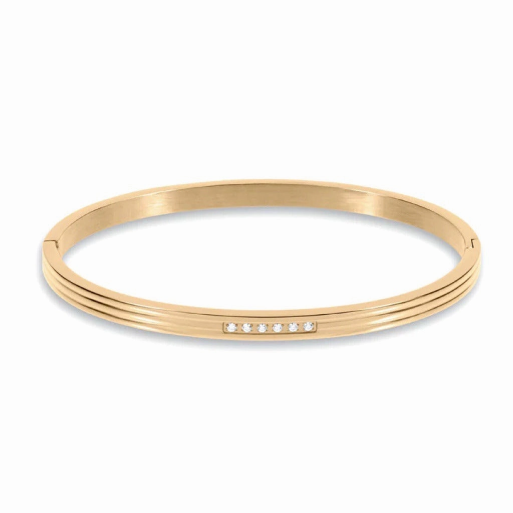 Wholesale 18k Electroplated Titanium Steel Micropaved Zircon Stacking Bracelet