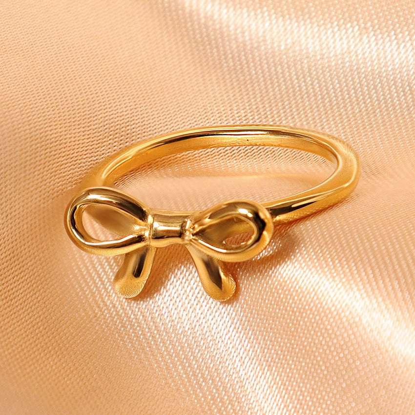 Wholesale 18K Gold Bow Ring Cross Ring