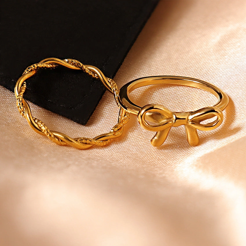 Wholesale 18K Gold Bow Ring Cross Ring