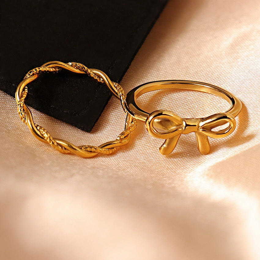 Wholesale 18K Gold Bow Ring Cross Ring