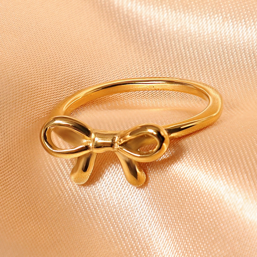 Wholesale 18K Gold Bow Ring Cross Ring