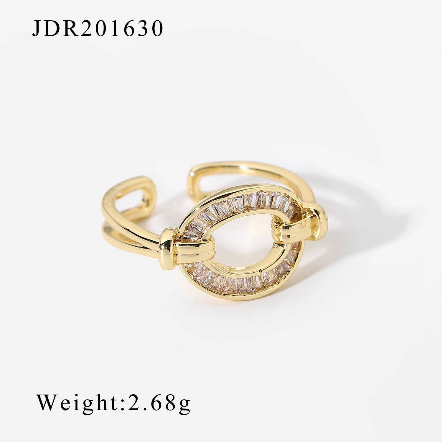 Wholesale 18K Gold Copper Inlaid Zirconium Open Fashion Retro Style Couple Ring Geometric Rings