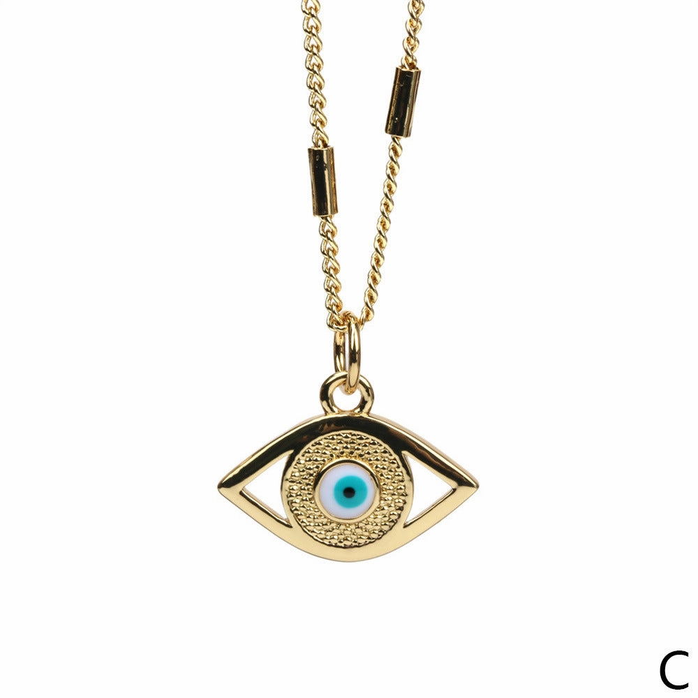 Wholesale 18K Gold Devil's Eye Oil Copper Necklace