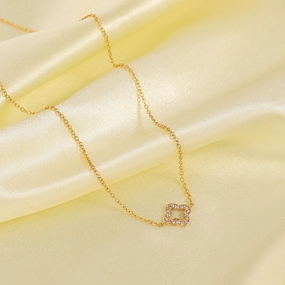 Wholesale 18k Gold Diamond Four Leaf Clover Necklace