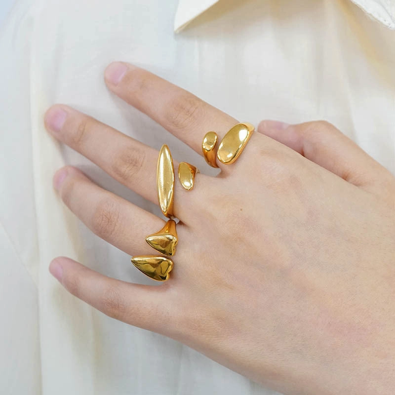 Wholesale 18k Gold Heart Shaped Irregular Titanium Steel Ring