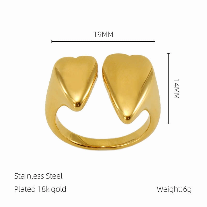 Wholesale 18k Gold Heart Shaped Irregular Titanium Steel Ring
