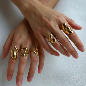 Wholesale 18K Gold Lava Mirror Open Ring