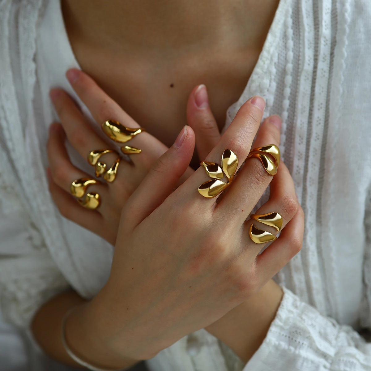 Wholesale 18K Gold Lava Mirror Open Ring