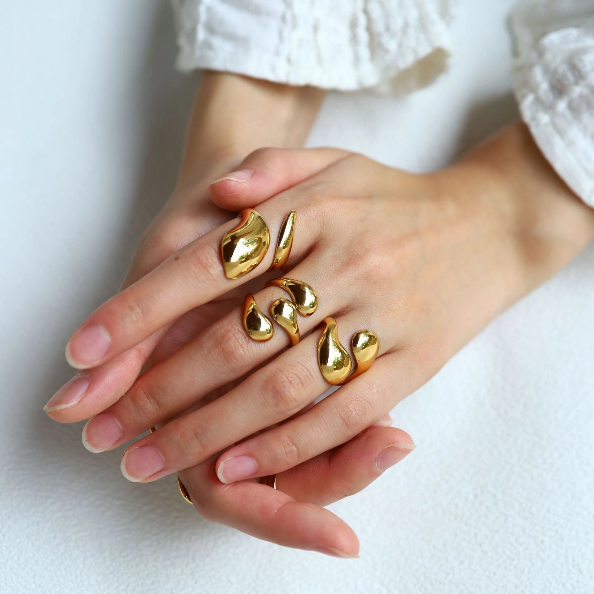 Wholesale 18K Gold Lava Mirror Open Ring