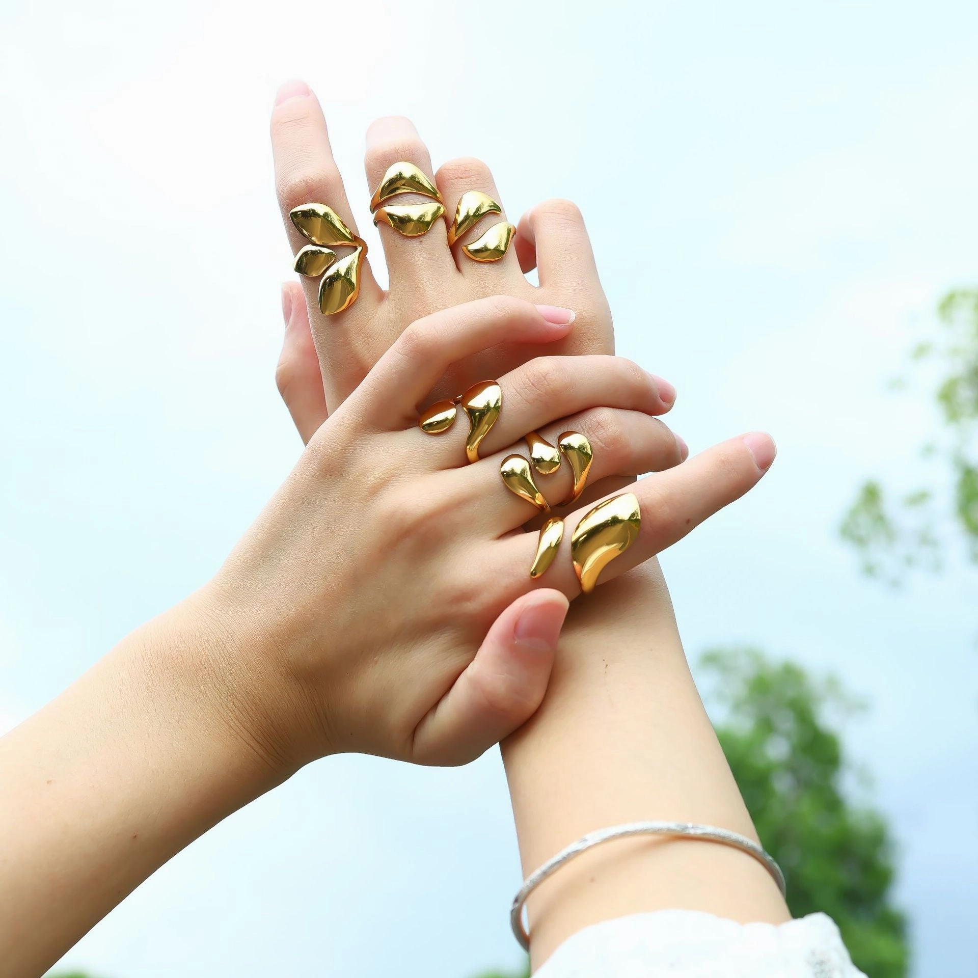 Wholesale 18K Gold Lava Mirror Open Ring