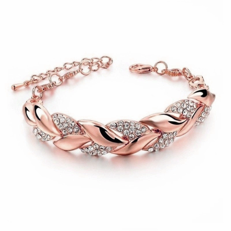 Wholesale 18K Gold Leaf Studded Diamond Bracelet