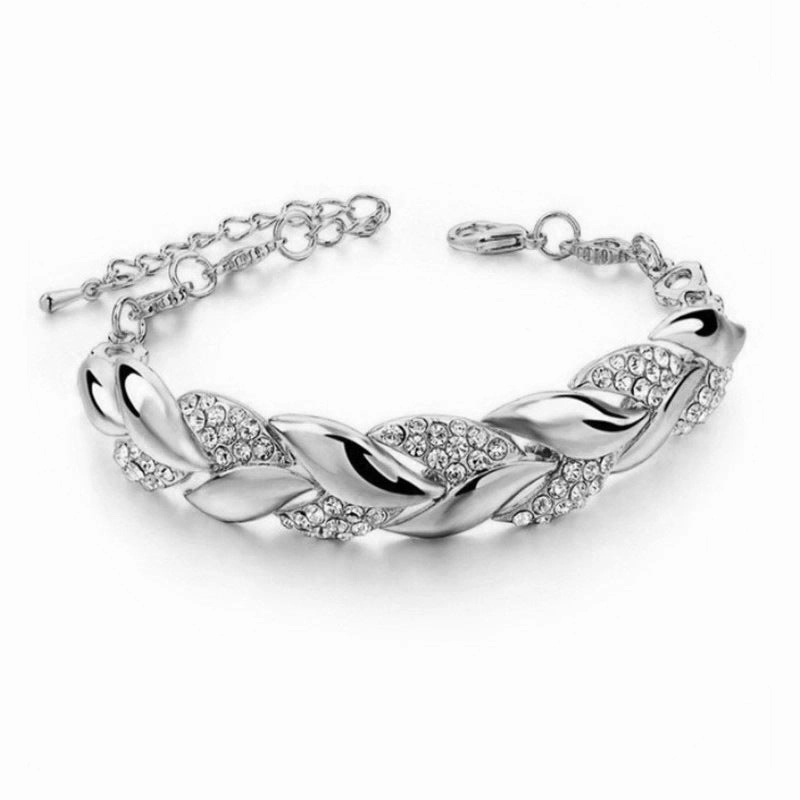 Wholesale 18K Gold Leaf Studded Diamond Bracelet