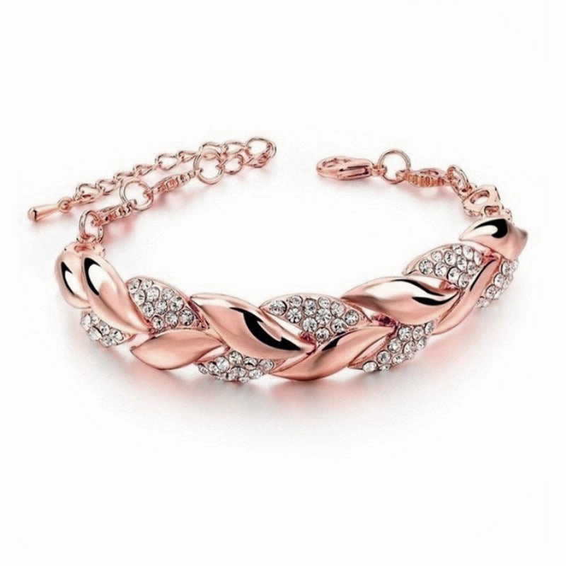 Wholesale 18K Gold Leaf Studded Diamond Bracelet