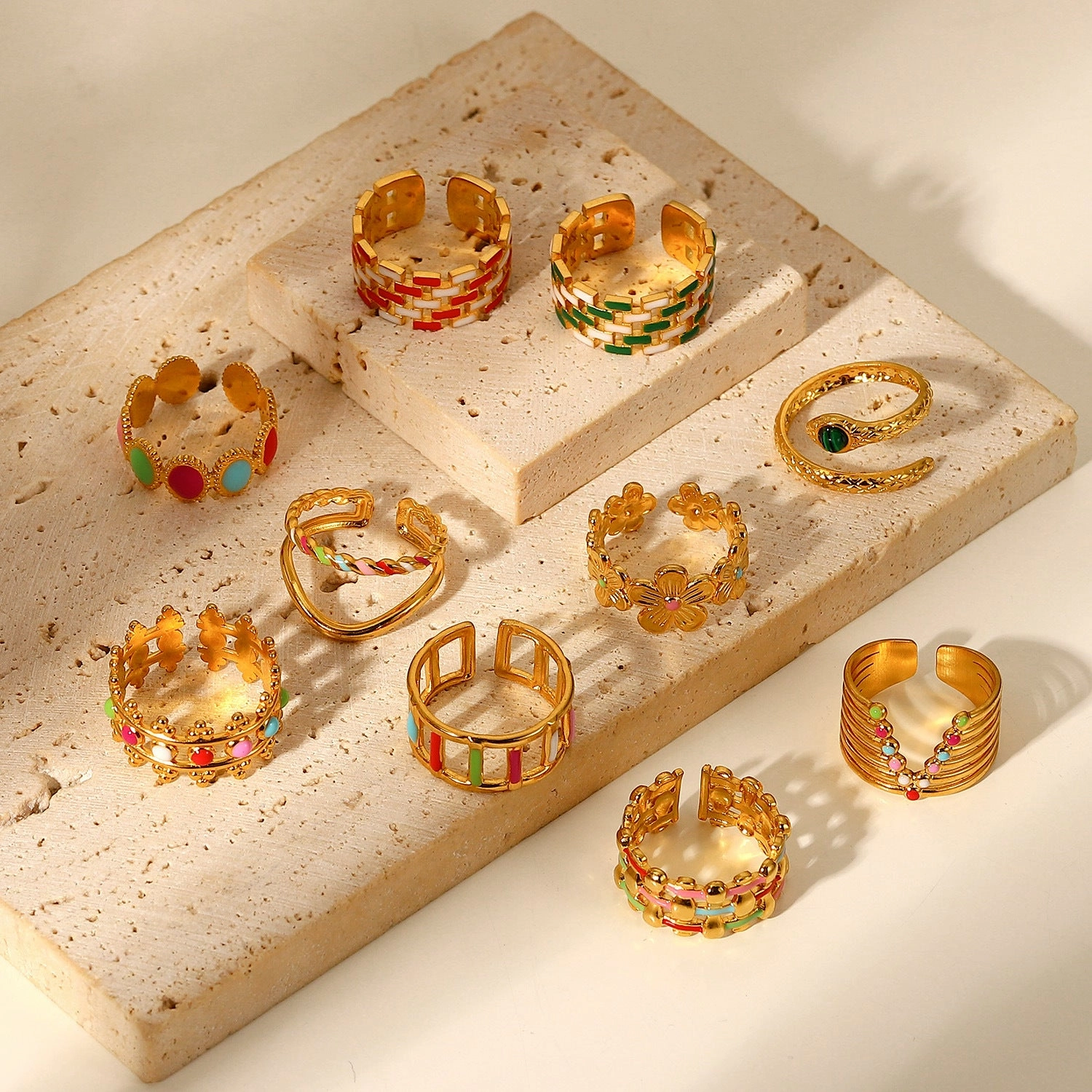 Wholesale 18K Gold Plated Colored Stainless Steel Rings