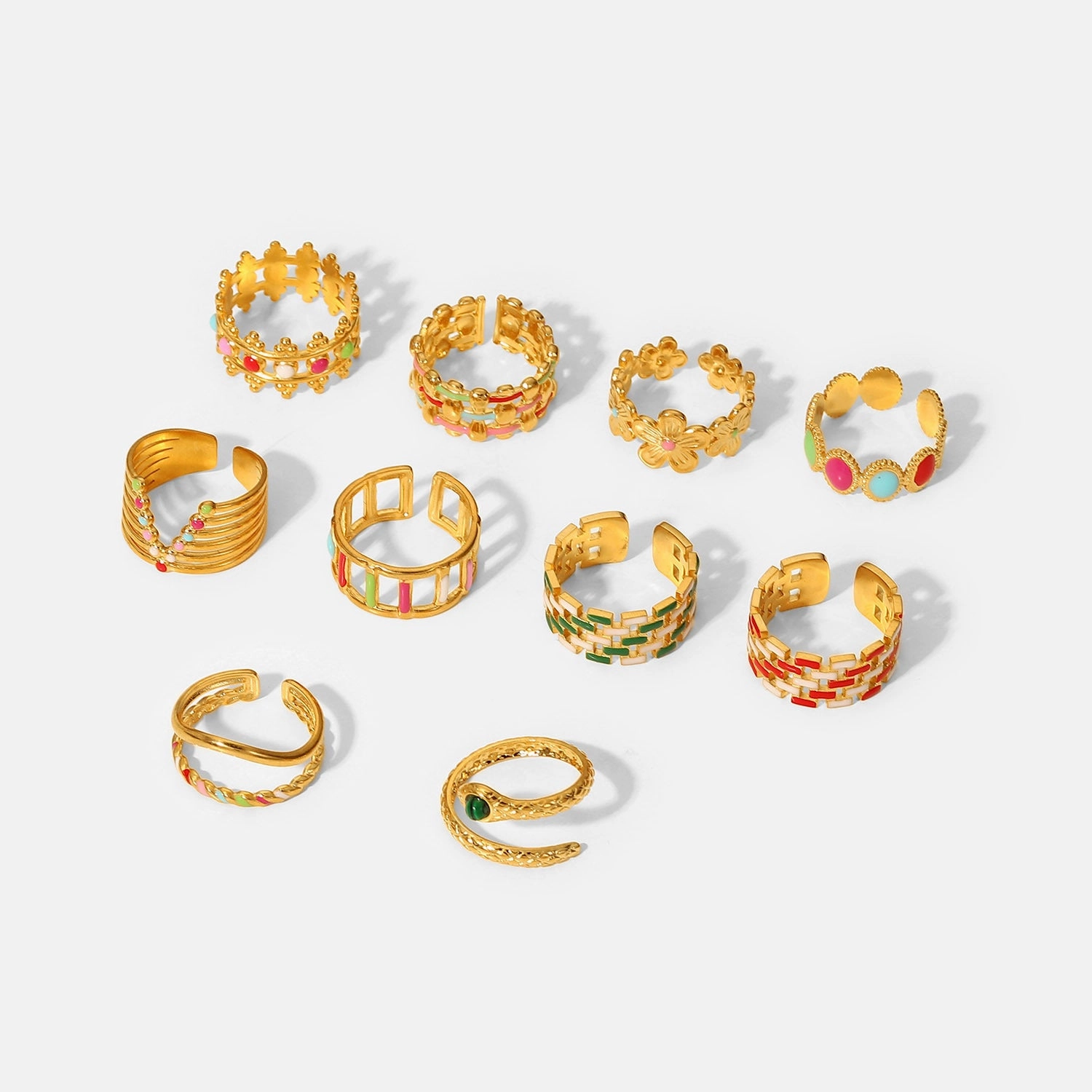 Wholesale 18K Gold Plated Colored Stainless Steel Rings