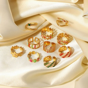 Wholesale 18K Gold Plated Colored Stainless Steel Rings