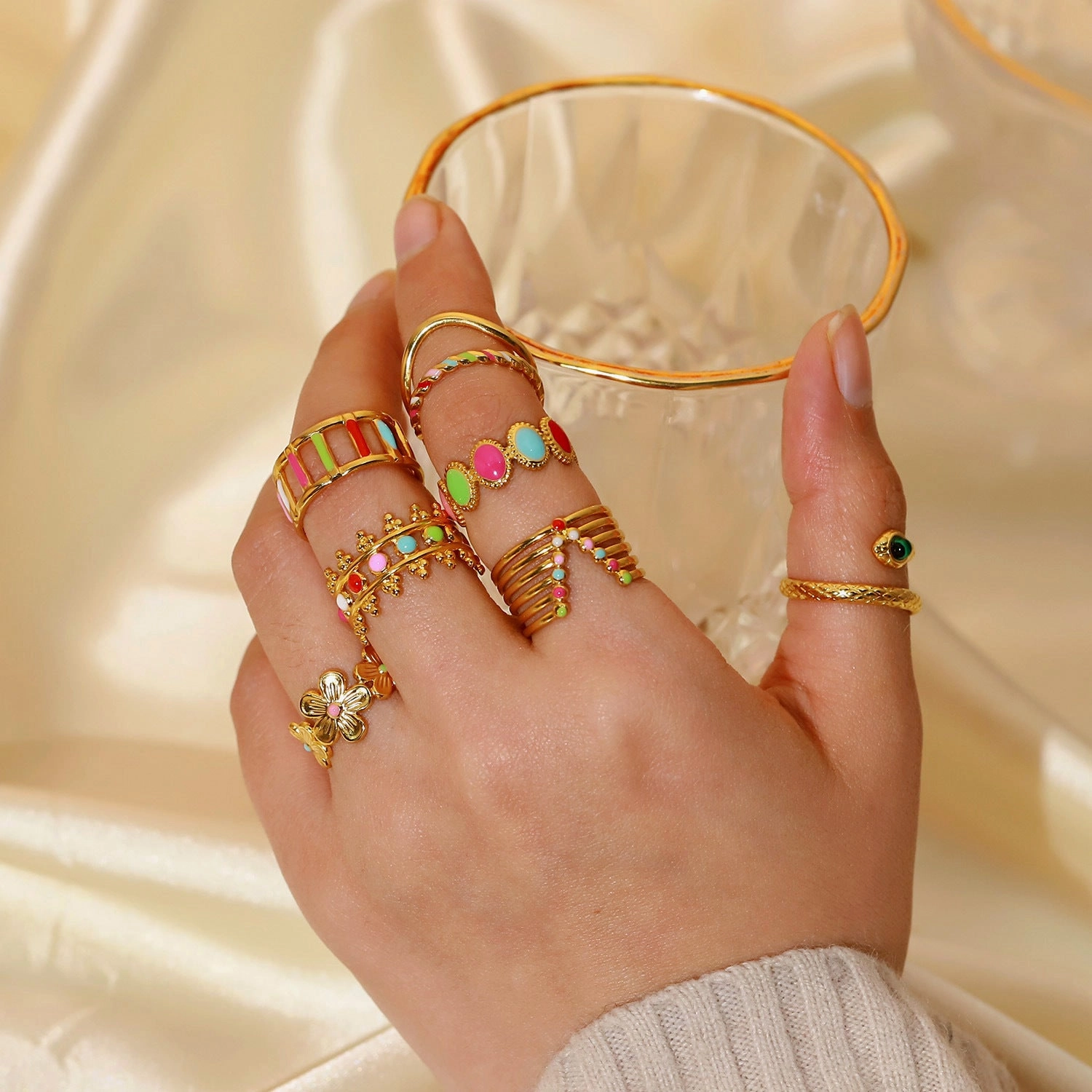 Wholesale 18K Gold Plated Colored Stainless Steel Rings