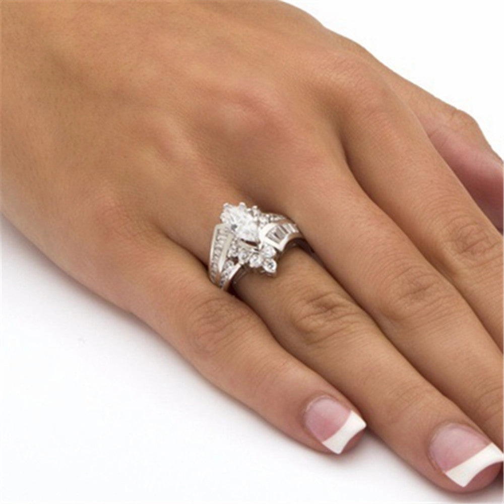 Wholesale 18k gold plated diamond irregular horse eye shape step zircon ring