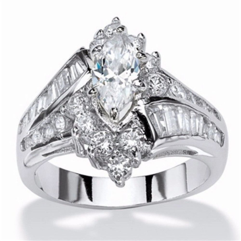 Wholesale 18k gold plated diamond irregular horse eye shape step zircon ring