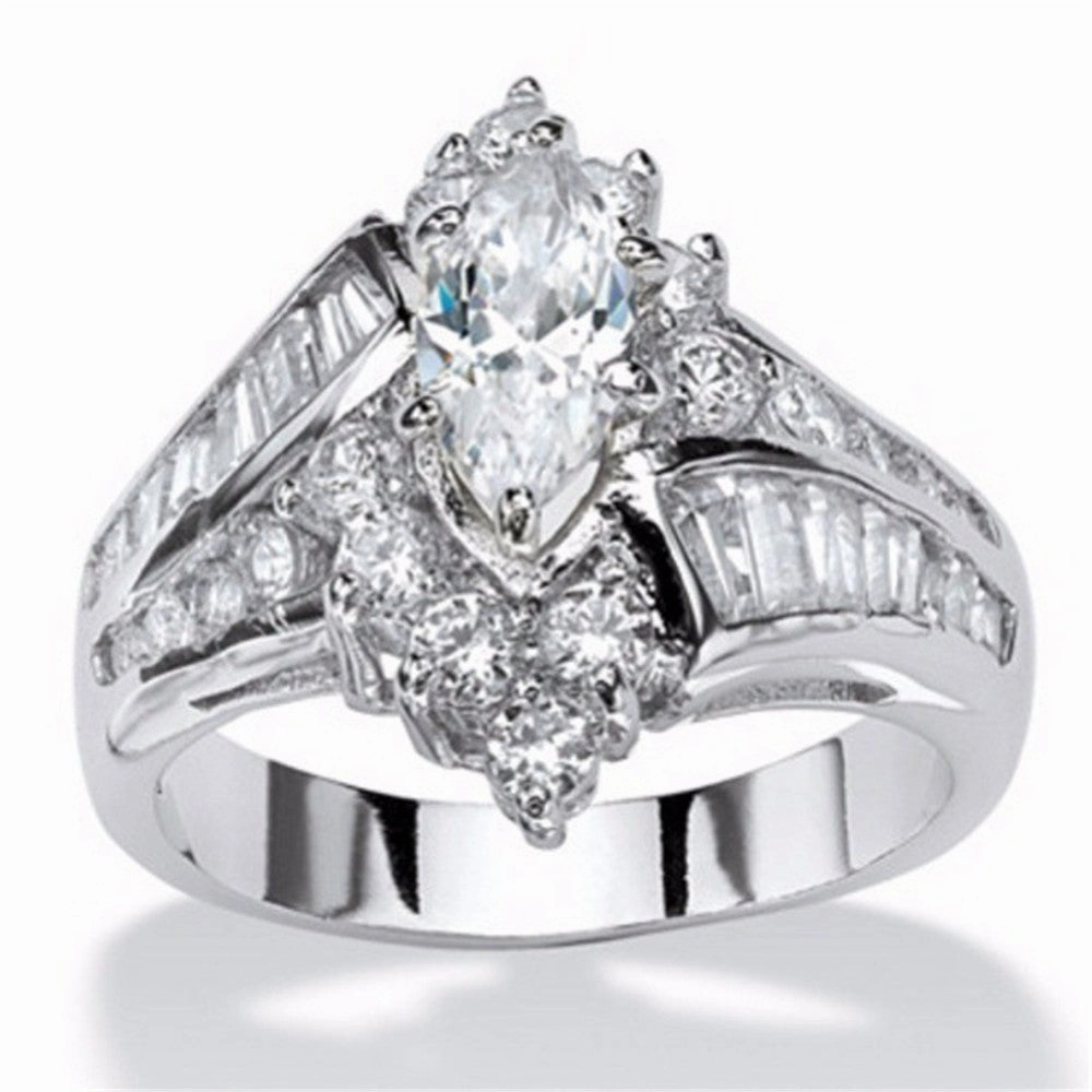 Wholesale 18k gold plated diamond irregular horse eye shape step zircon ring