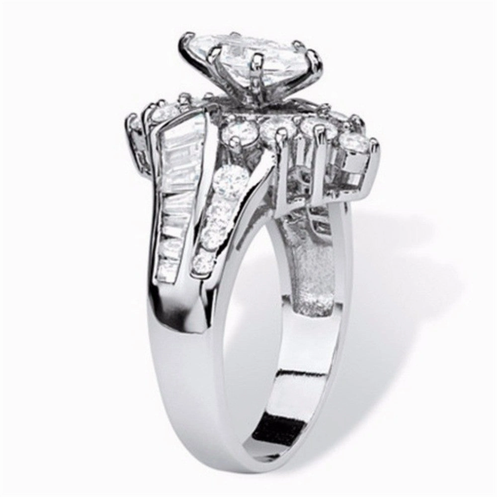 Wholesale 18k gold plated diamond irregular horse eye shape step zircon ring