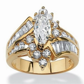 Wholesale 18k gold plated diamond irregular horse eye shape step zircon ring