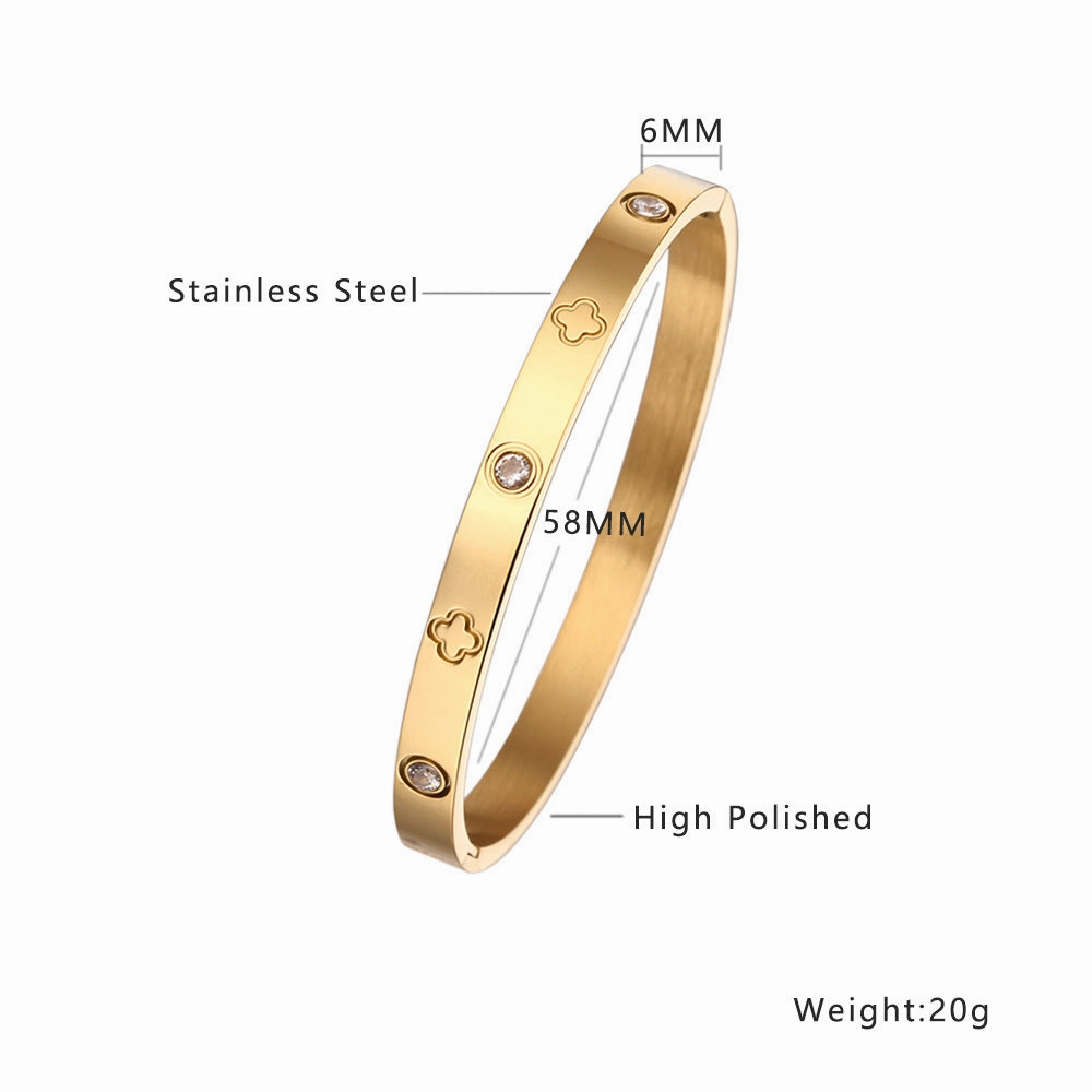 Wholesale 18K gold plated diamond retro stacked titanium steel bracelet