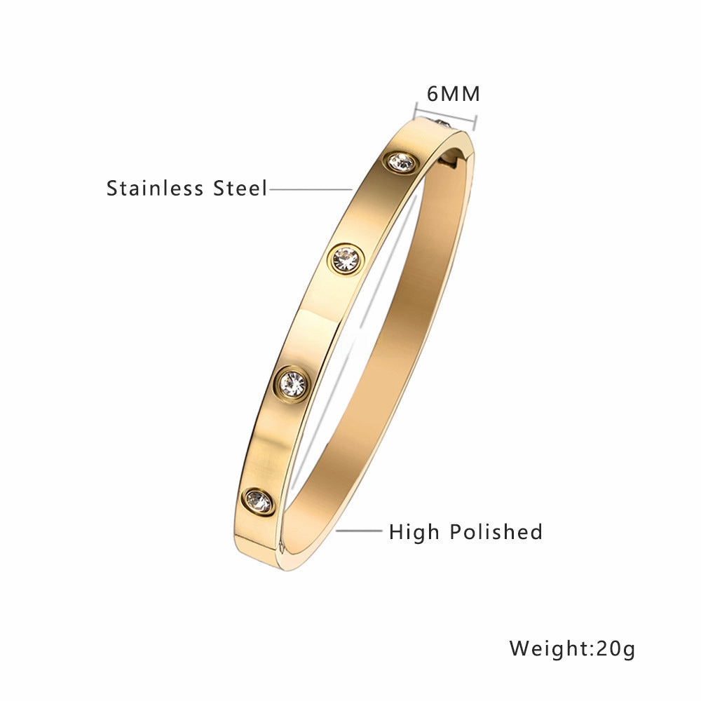 Wholesale 18K gold plated diamond retro stacked titanium steel bracelet
