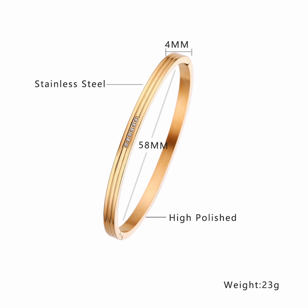 Wholesale 18K gold plated diamond retro stacked titanium steel bracelet