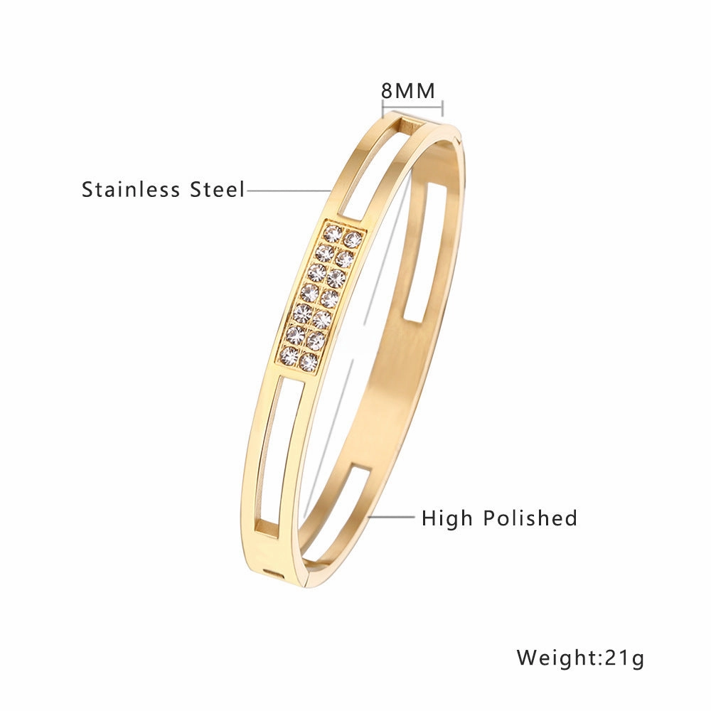 Wholesale 18K gold plated diamond retro stacked titanium steel bracelet