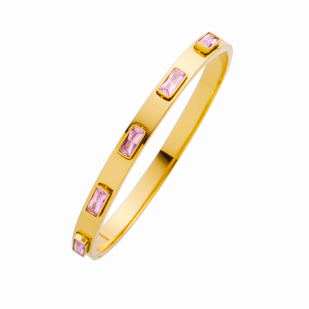 Wholesale 18K gold plated diamond retro stacked titanium steel bracelet