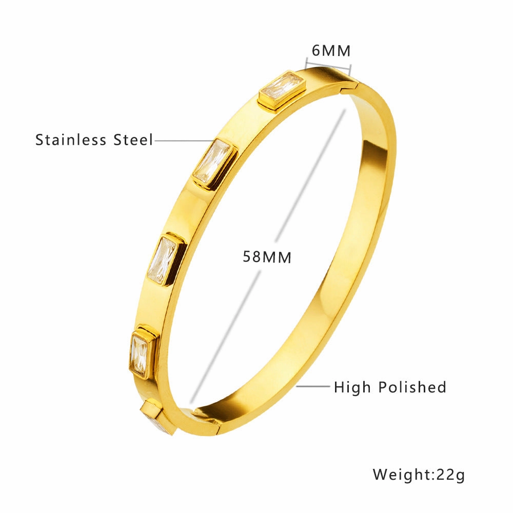 Wholesale 18K gold plated diamond retro stacked titanium steel bracelet