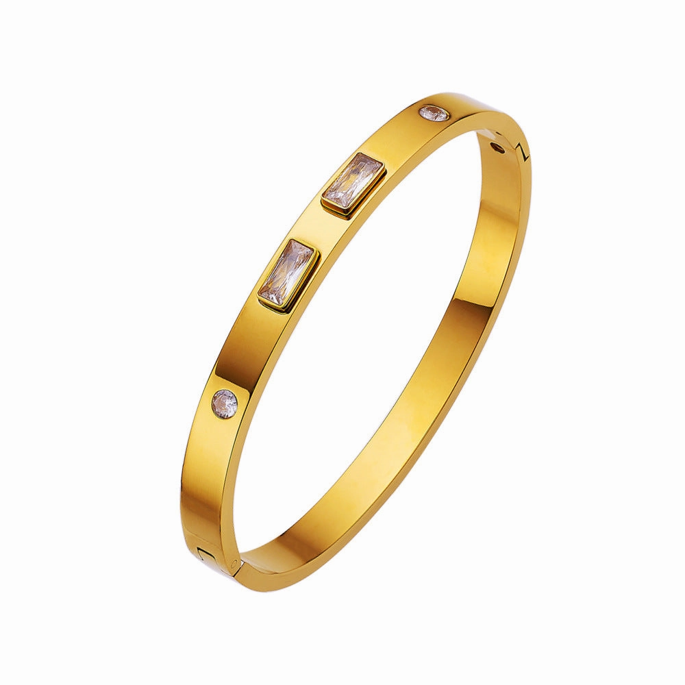 Wholesale 18K gold plated diamond retro stacked titanium steel bracelet