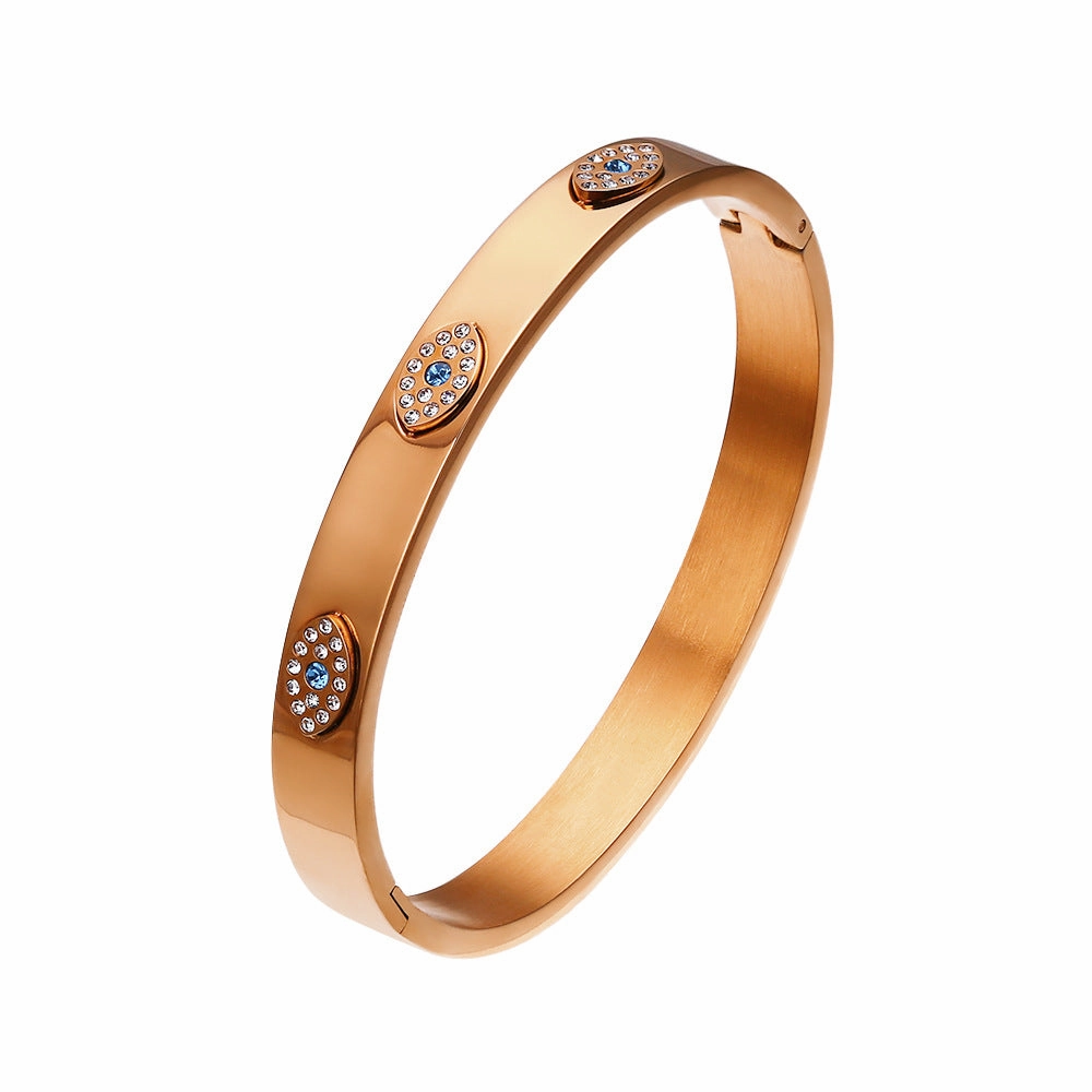 Wholesale 18K gold plated diamond retro stacked titanium steel bracelet