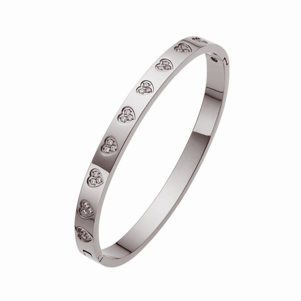 Wholesale 18K gold plated diamond retro stacked titanium steel bracelet