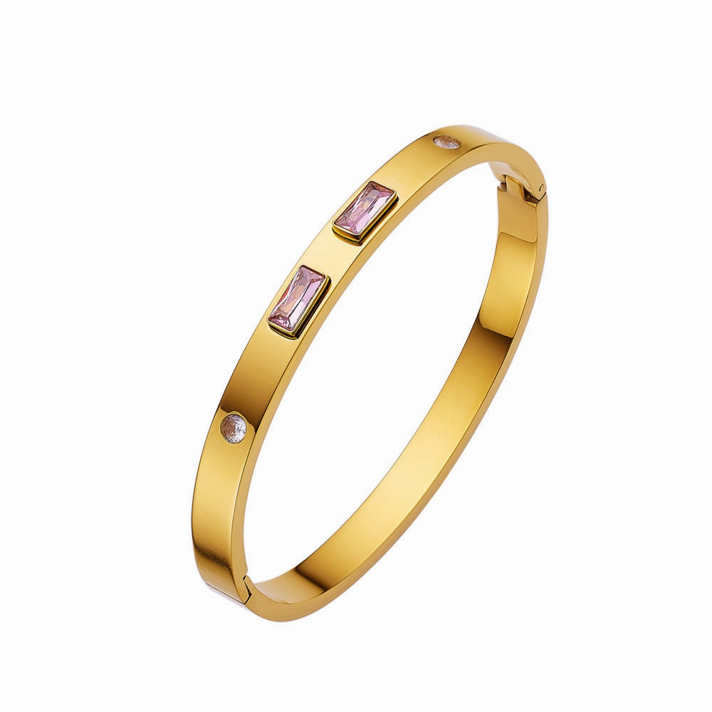 Wholesale 18K gold plated diamond retro stacked titanium steel bracelet