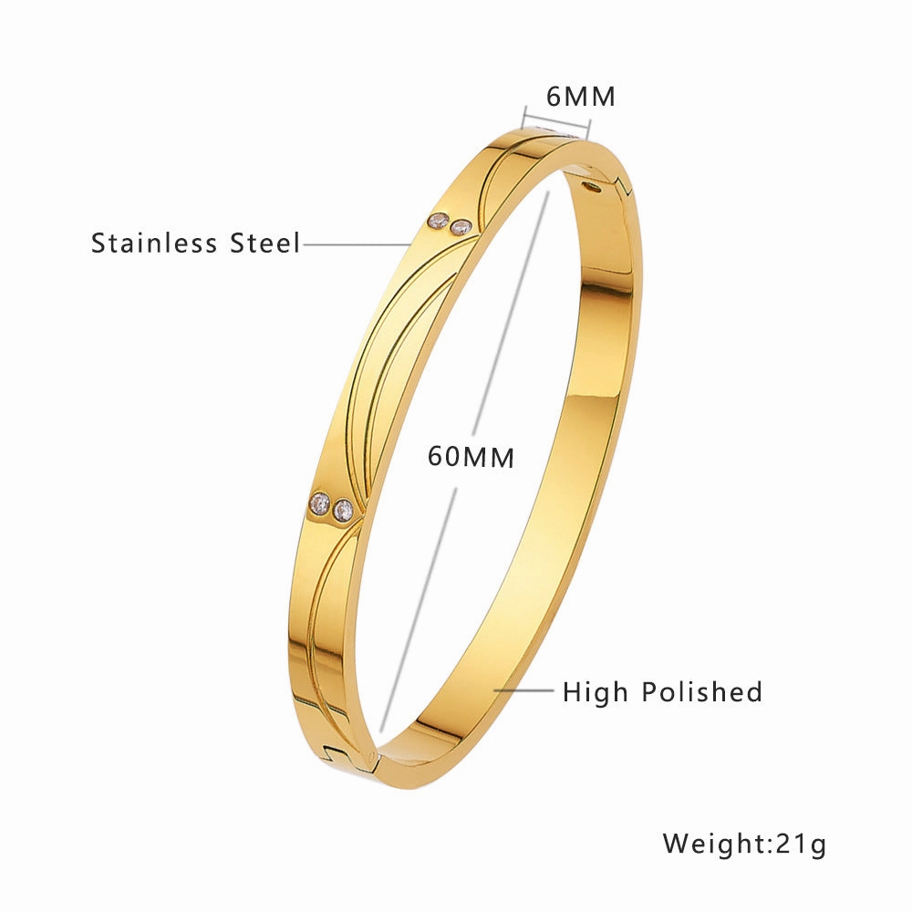Wholesale 18K gold plated diamond retro stacked titanium steel bracelet