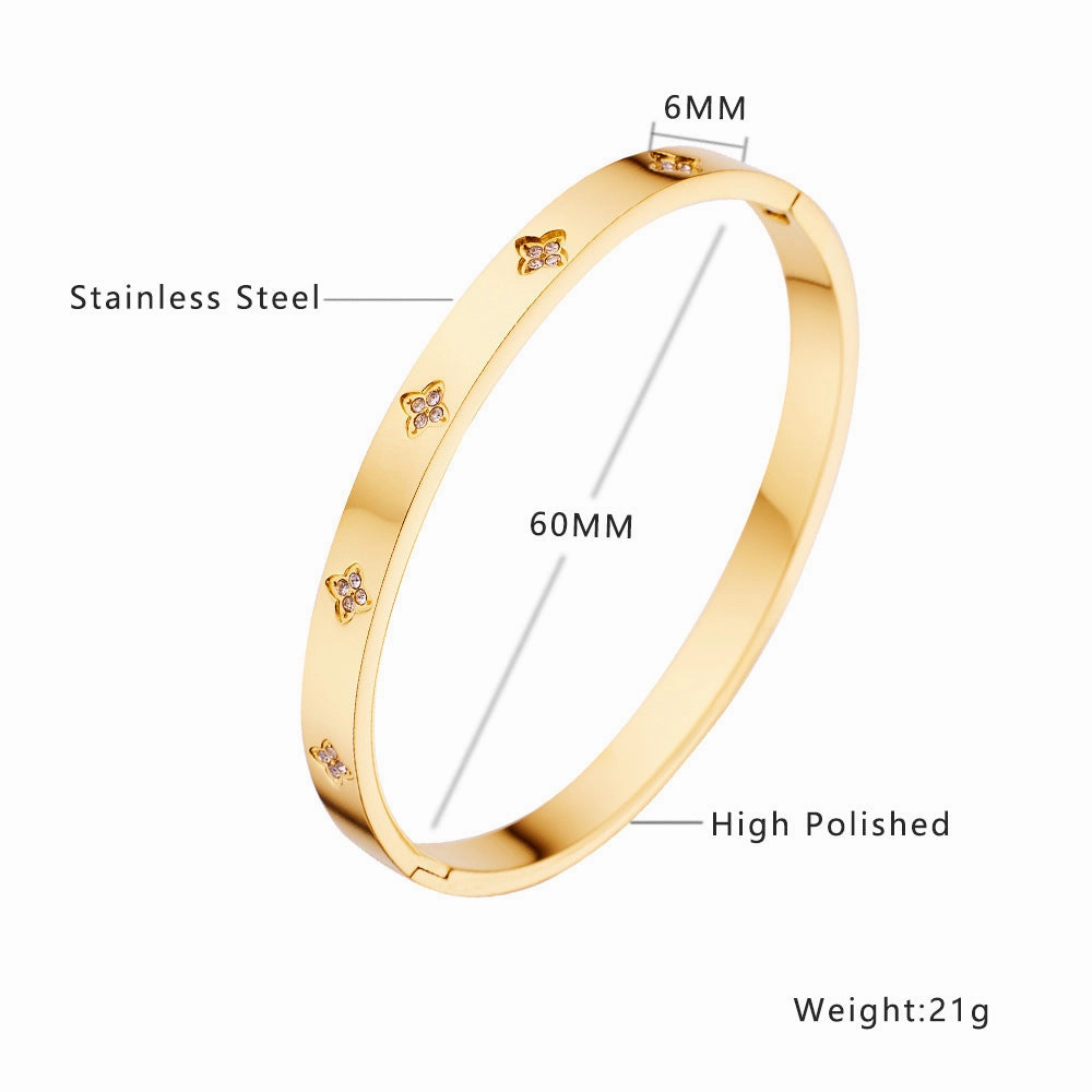 Wholesale 18K gold plated diamond retro stacked titanium steel bracelet