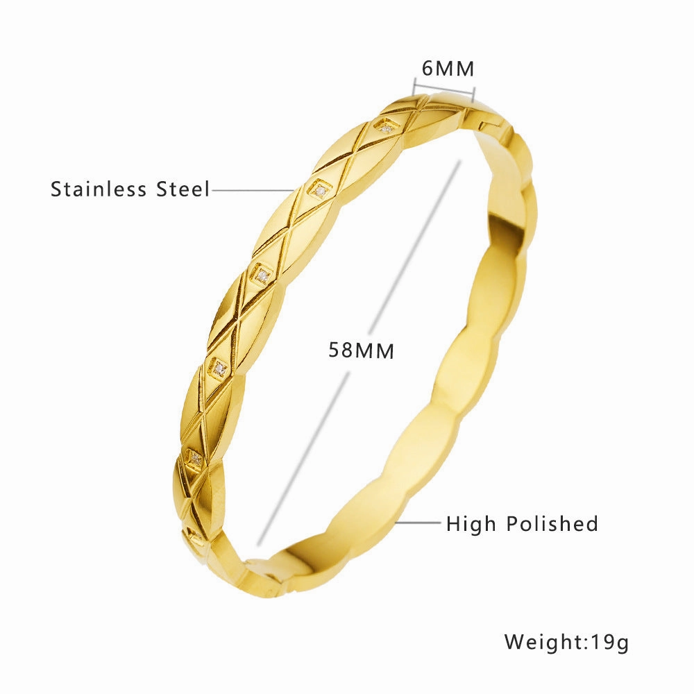 Wholesale 18K gold plated diamond retro stacked titanium steel bracelet