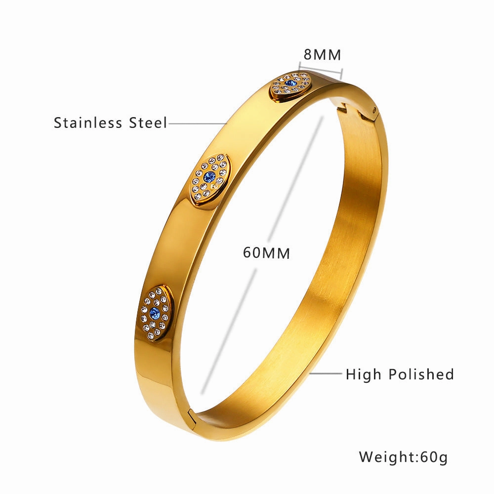 Wholesale 18K gold plated diamond retro stacked titanium steel bracelet