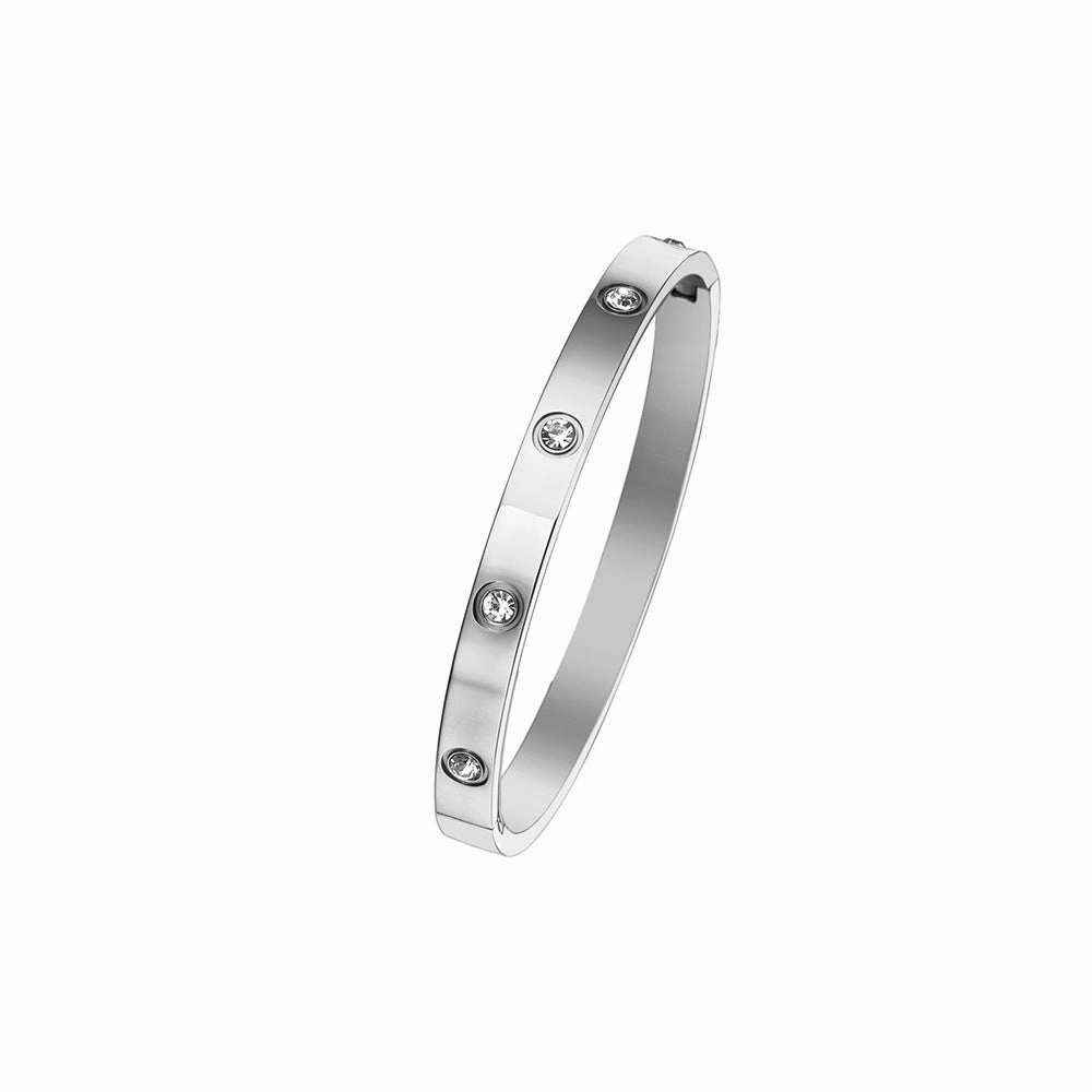 Wholesale 18K gold plated diamond retro stacked titanium steel bracelet