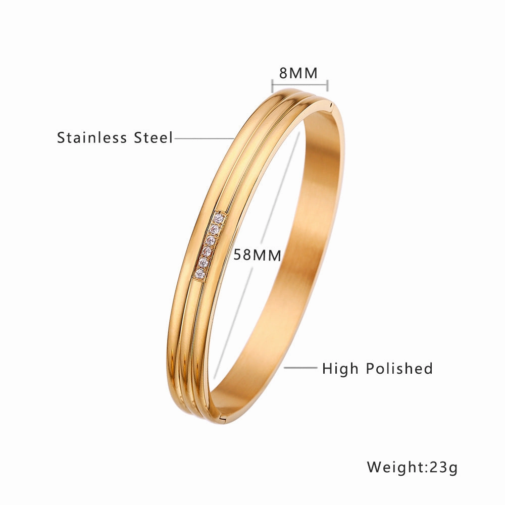Wholesale 18K gold plated diamond retro stacked titanium steel bracelet