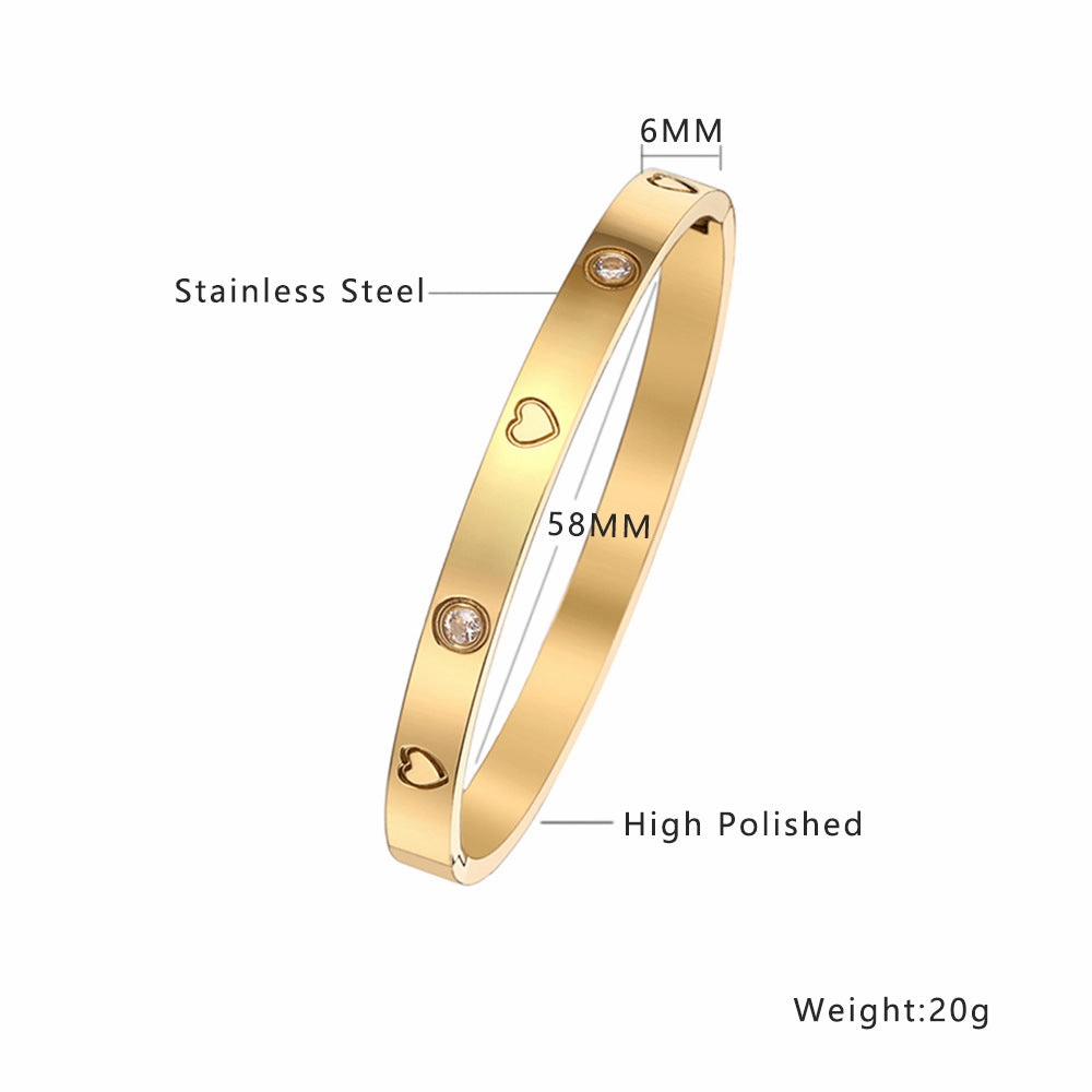 Wholesale 18K gold plated diamond retro stacked titanium steel bracelet