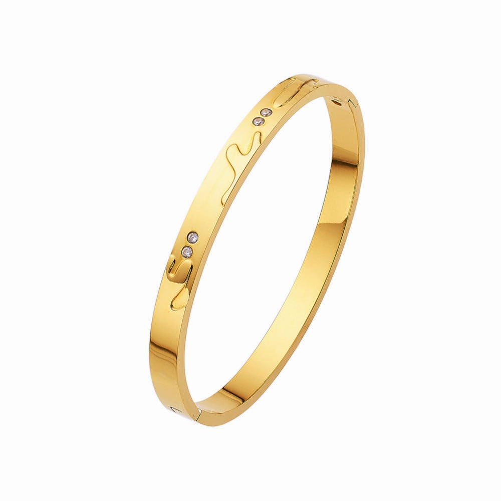 Wholesale 18K gold plated diamond retro stacked titanium steel bracelet