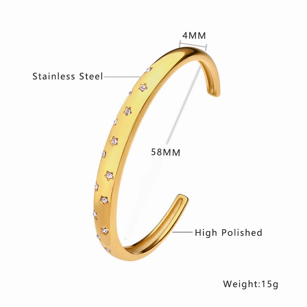 Wholesale 18K gold plated diamond retro stacked titanium steel bracelet