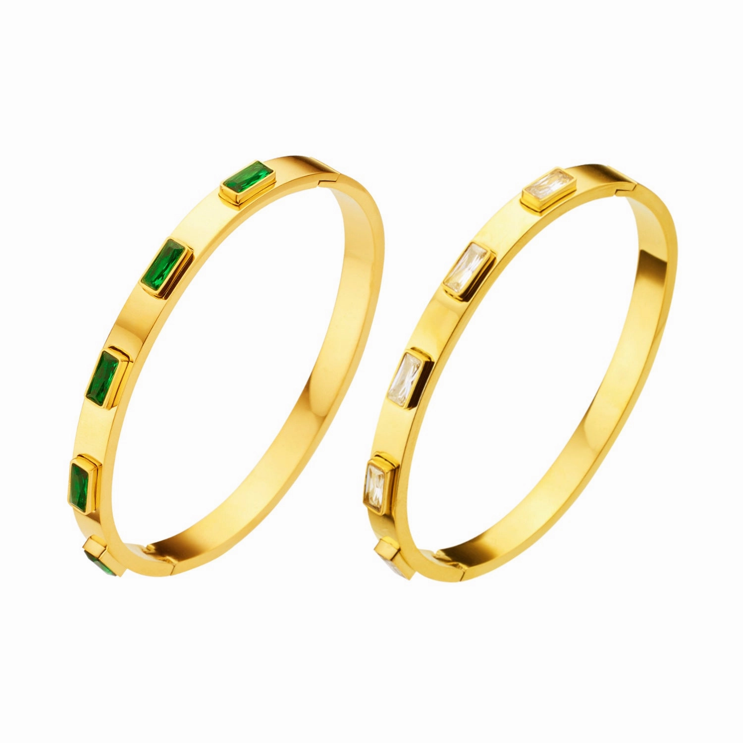 Wholesale 18K gold plated diamond retro stacked titanium steel bracelet