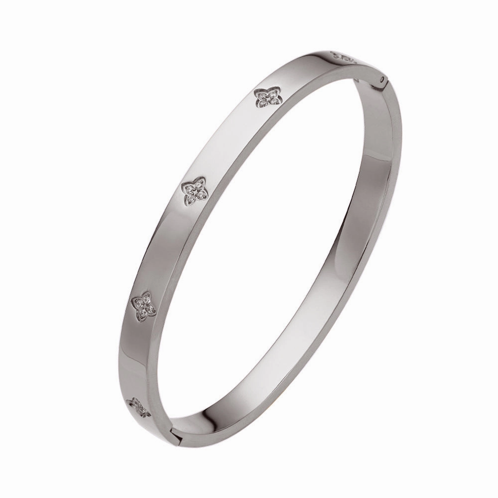 Wholesale 18K gold plated diamond retro stacked titanium steel bracelet