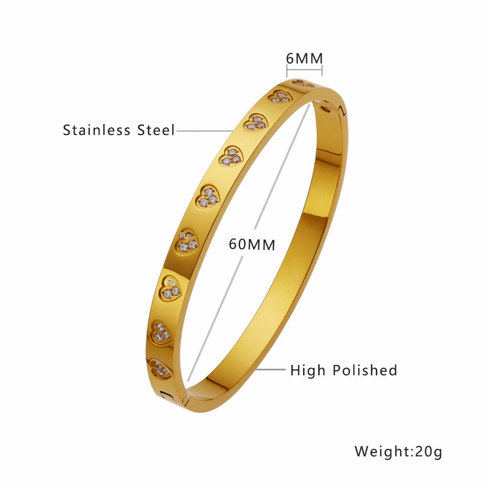 Wholesale 18K gold plated diamond retro stacked titanium steel bracelet